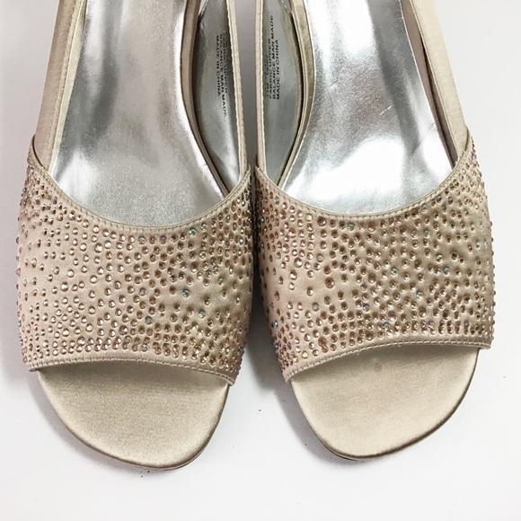 David Tate Seana Heels Rhinestone Satin 11 New - Picture 5 of 8